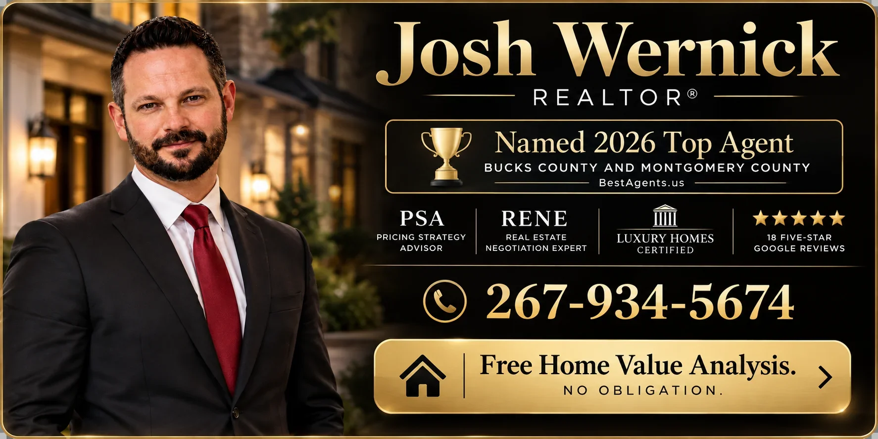 Josh Wernick - REALTOR Named 2026 Top Agent Bucks County and Montgomery County bestAgents us 267-934-5674 sell my house in buckingham pennsylvania