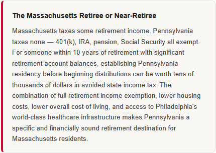 types of homeowners moving from massachusetts to pennsylvania the massachusetts retiree or near retiree