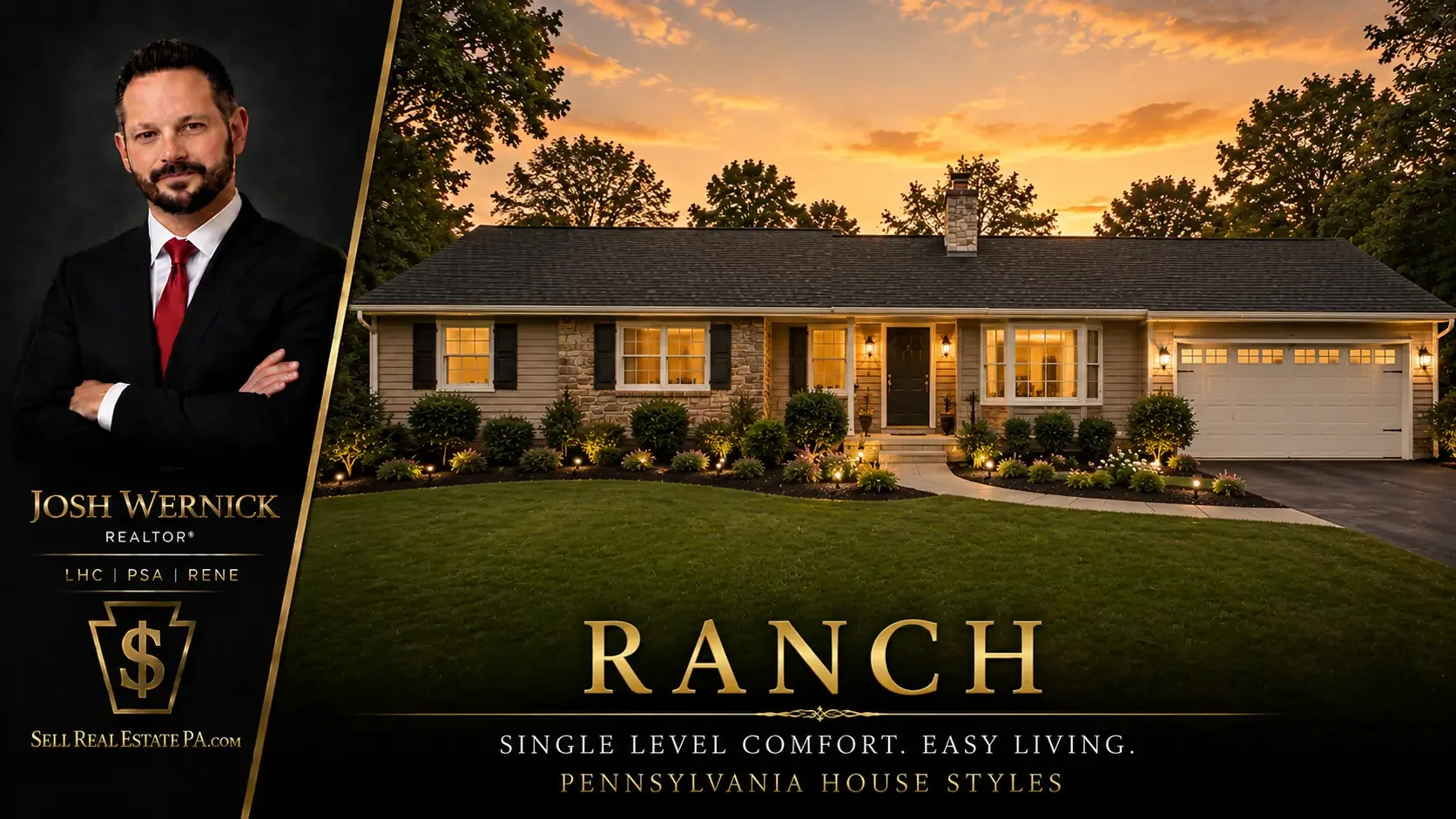 Ranch_Home_Houses_Styles Josh Wernick - Realtor guide to home styles in bucks and montgomery county pennsylvania
