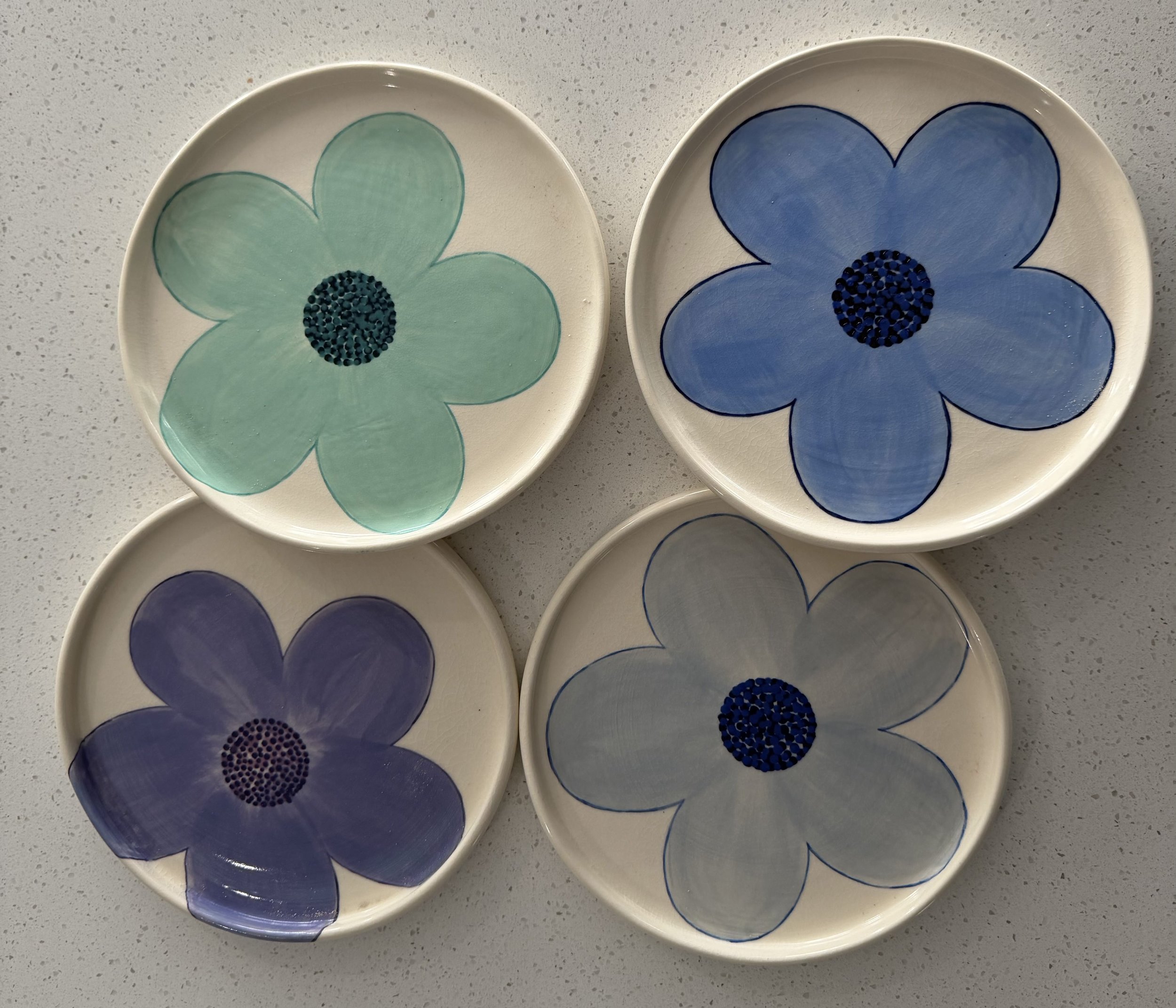 Set of 4 Small Flower Plates
