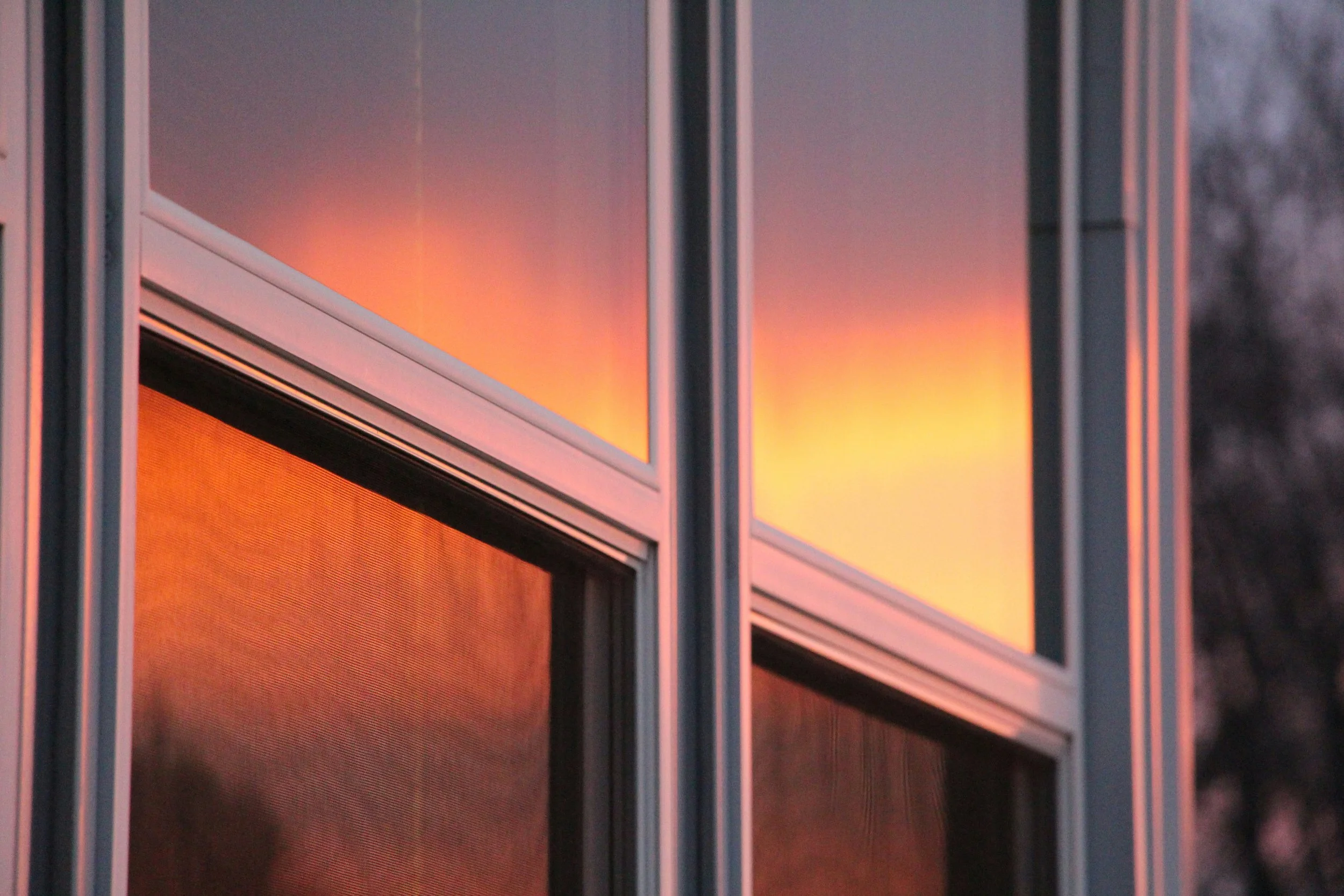 sunset in window