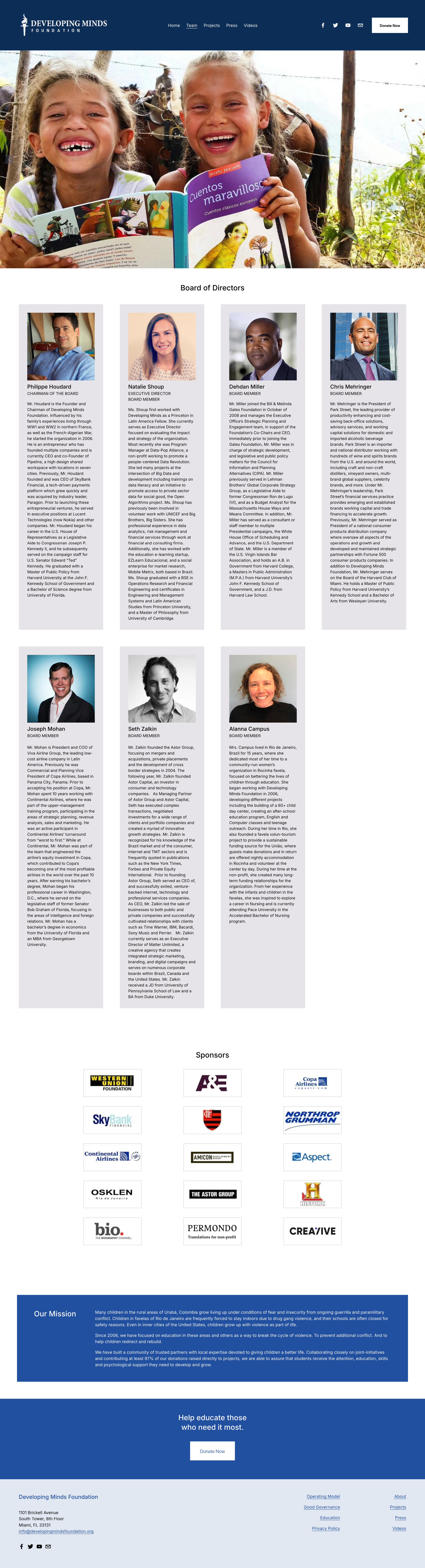 Development Minds Foundation Website Screenshot