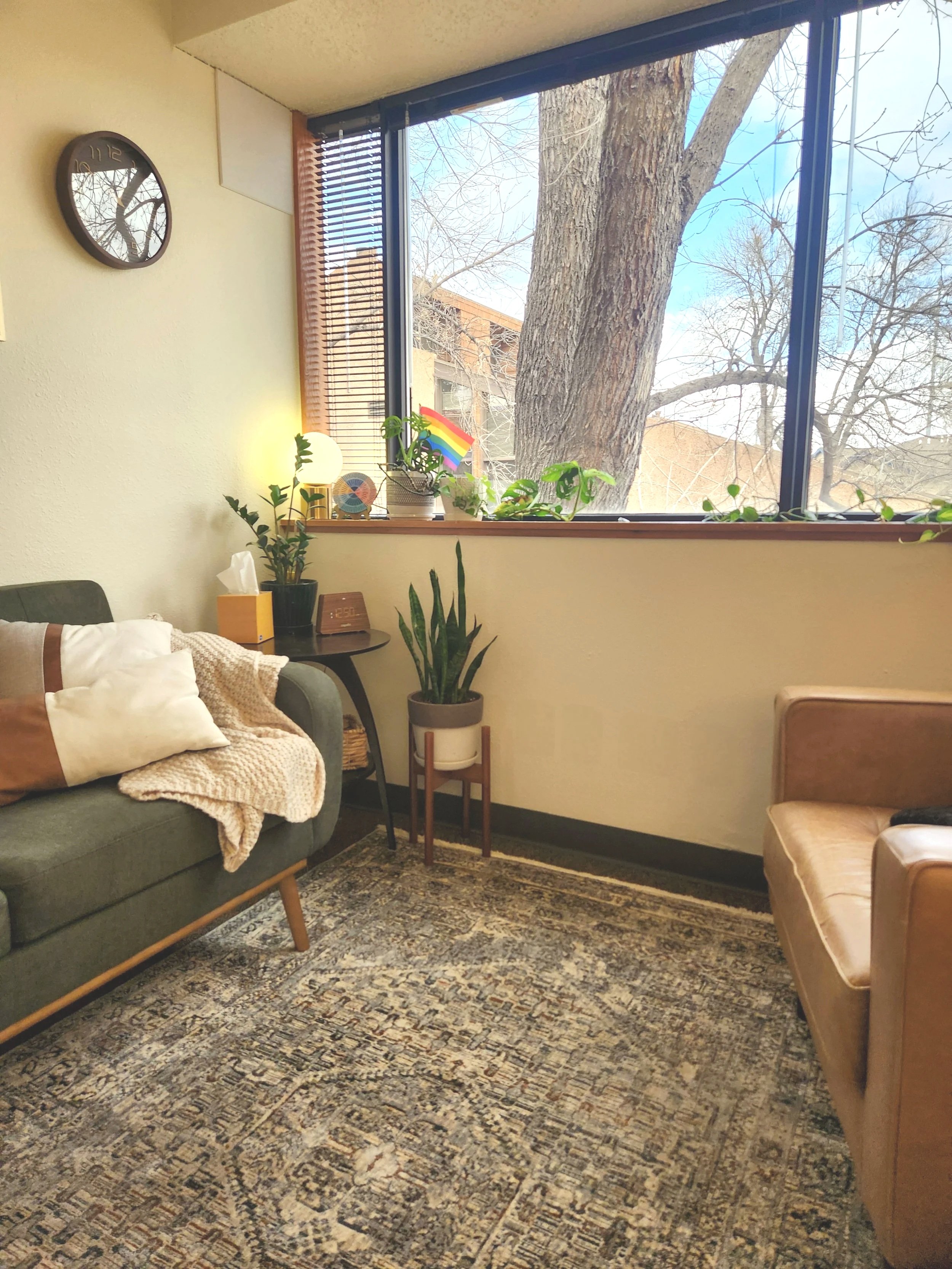 Fort Collins therapist office specializing in LGBTQIA+ affirming, trauma-informed, and neurodivergent-affirming counseling services.