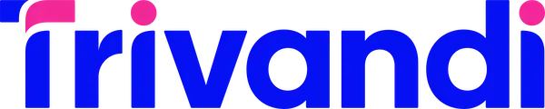 The word 'Trivandi' written in blue text with purple dots on the top of each letter.