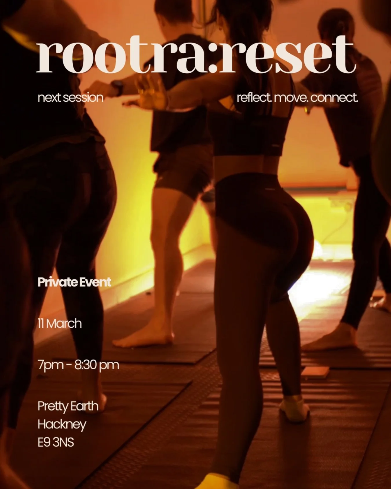 This Wednesday we have our first private event booking for Rootra:Reset!

We were touched that a client wanted to celebrate their birthday in our space with their closest friends🧡 

For private events we offer bespoke sessions tailored to their desi