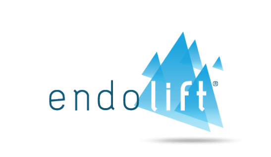 Logo da Endolift com montanhas azuis acima do nome.