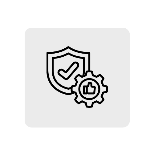 Security shield with check mark and thumbs up gear icon