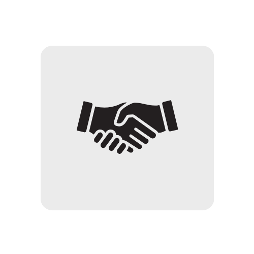 Icon of two hands shaking, symbolizing agreement or partnership.