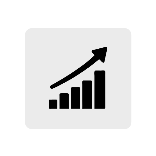 Graph showing increasing bars and an upward trending arrow.