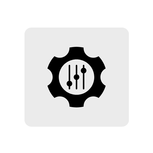 Icon of a gear with sliders inside, representing settings or adjustments.