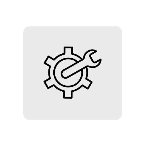 Icon of a gear with a wrench inside, representing settings or tools.