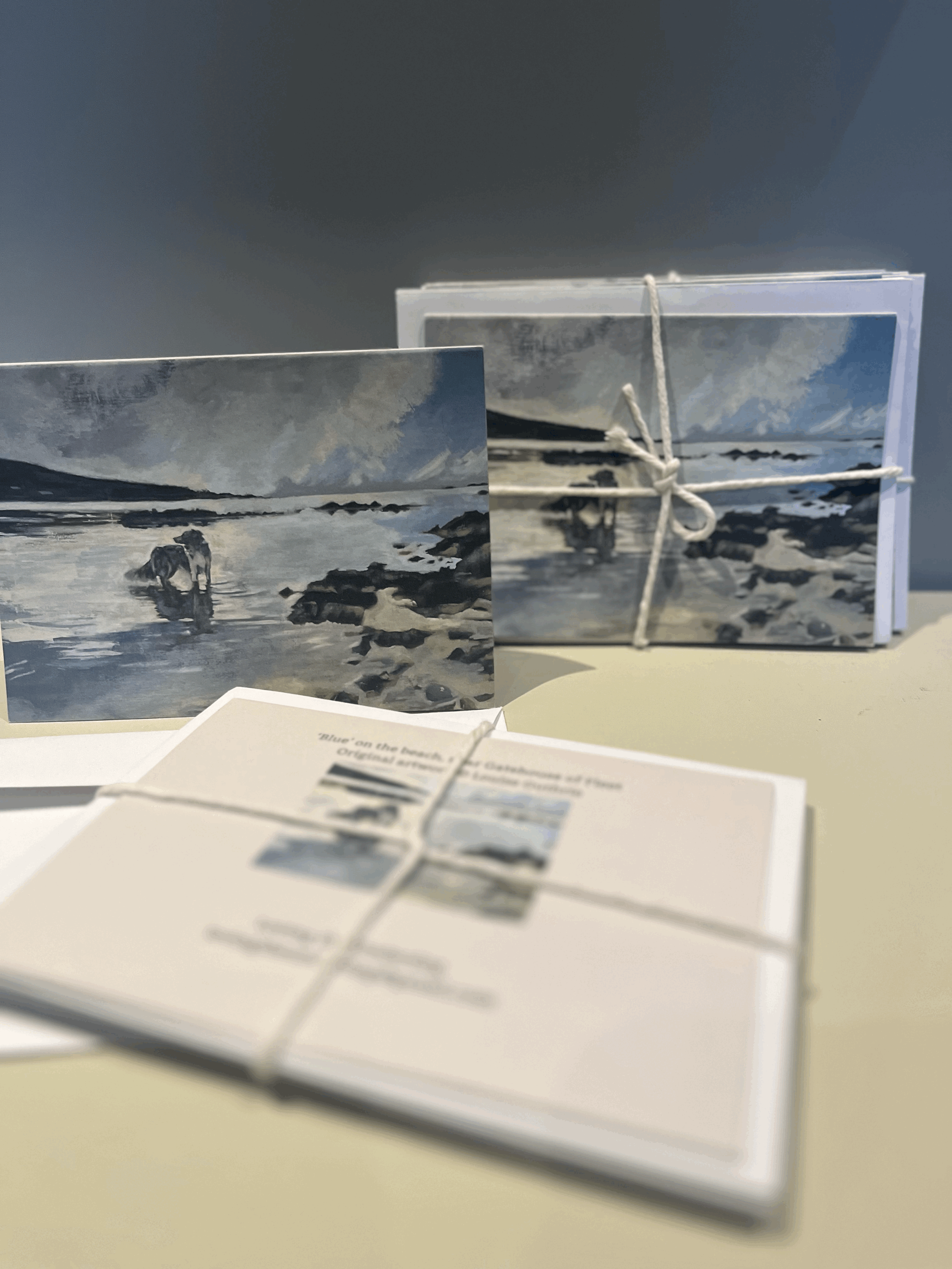 Blue on the beach - set of 5 notelets with envelopes