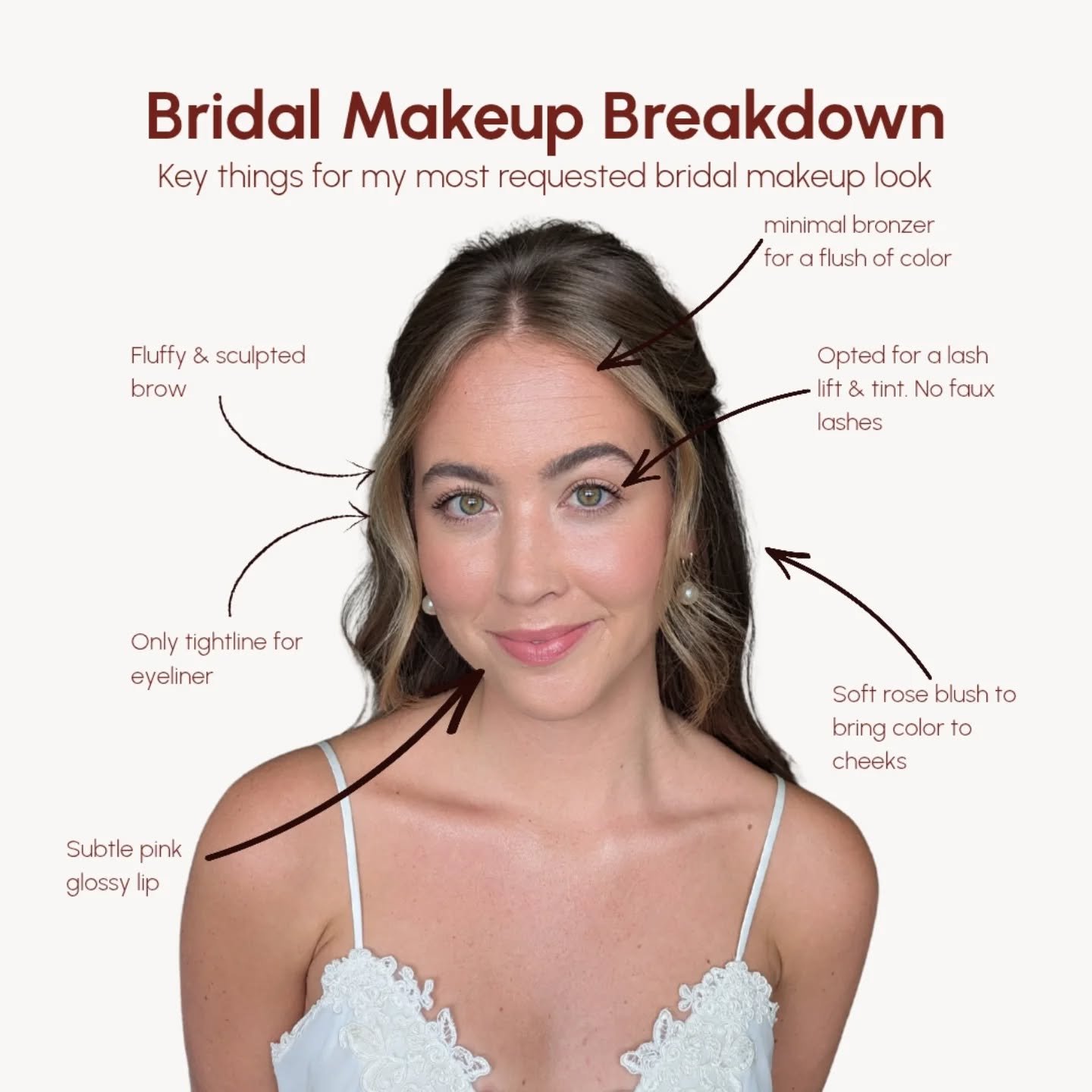 Bella Sydney's bridal beauty breakdown 

This look is perfect for my brides wanting an elevated version of how you wear your makeup daily or a cleaner more minimal look

Products used to bring her look to life were 
@diorbeauty backstage foundation a