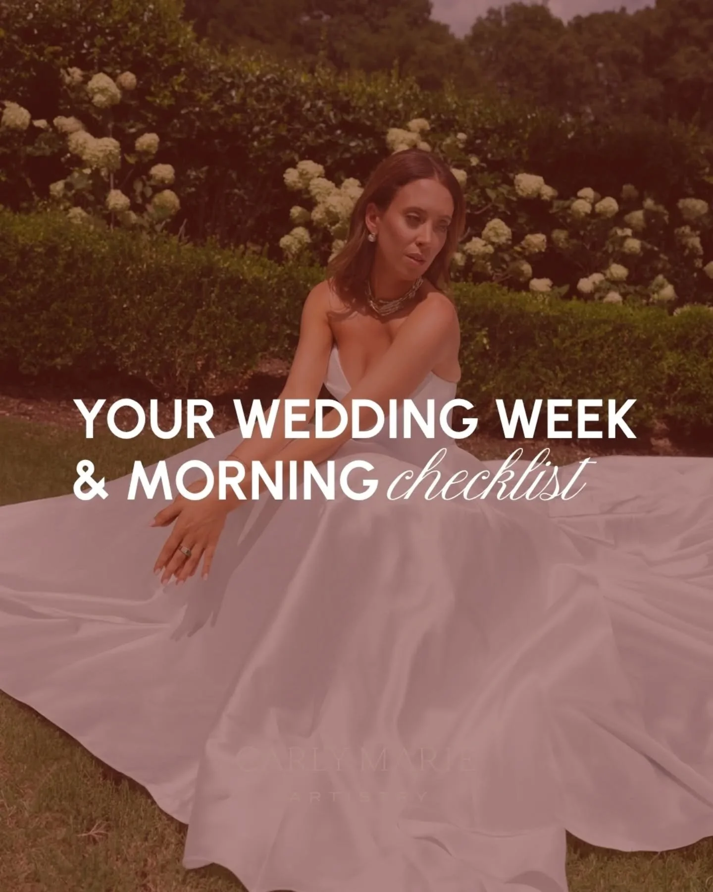 swipe for your to do list for the week of your wedding

make sure to save this post so you remember to actually write your vows 

#bridalhair #bridalmakeup #makeupartist #carlymarieartistry

charlotte makeup artist, makeup artist, bridal makeup artis
