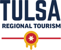 Tulsa Regional Tourism logo featuring bold text 'Tulsa', 'Regional Tourism' with a ribbon symbol and star icon.