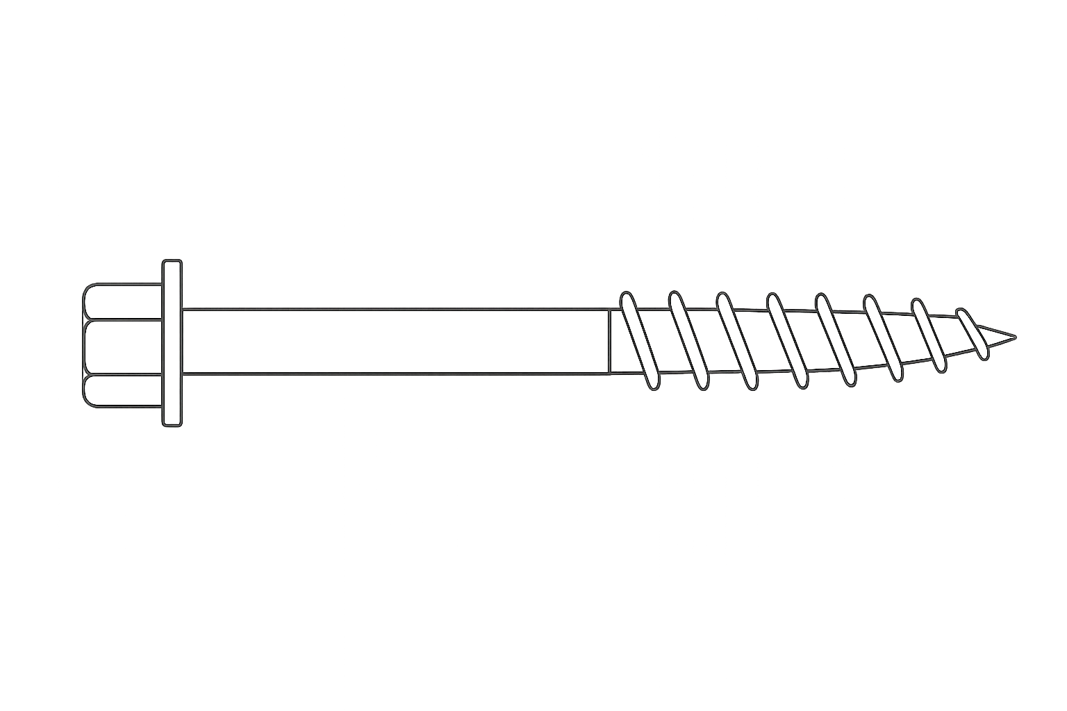 Black outline drawing of a screw with a flat head, threaded body, and a pointed tip.