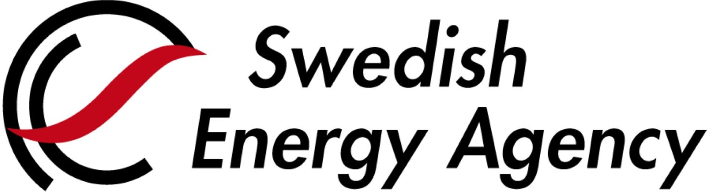 Logo of the Swedish Energy Agency featuring a stylized red swoosh inside a black circular design with the text 'Swedish Energy Agency' beside it.