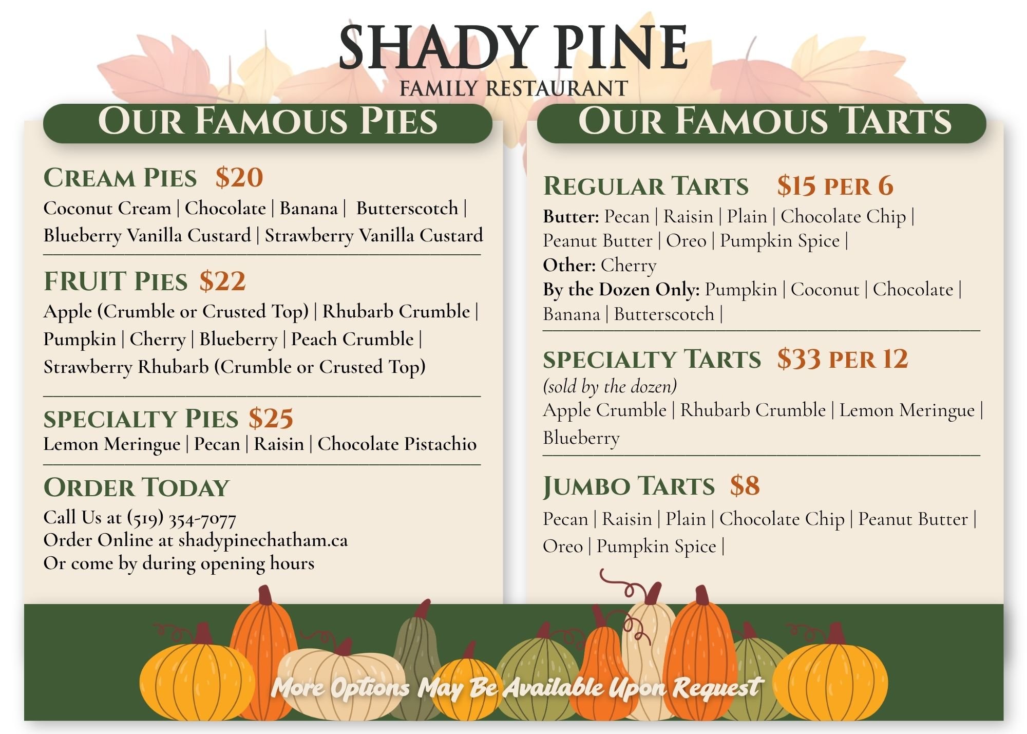 Thanksgiving Bakery Orders
