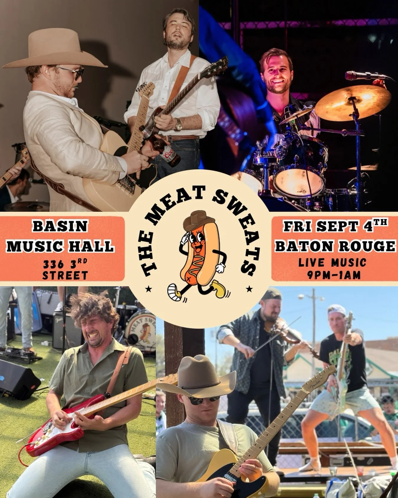 BATON ROUGE: Got Friday night plans for opening weekend? Now you do! 

Friday Sept 4th the @meatsweatsband will be playing at Basin Music Hall (@thebasinbr) in downtown Baton Rouge to kickoff the Gameday weekend!

Music starts around 9pm. More detail