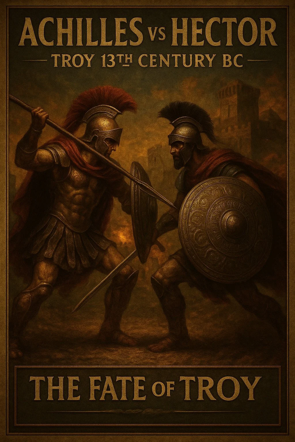 Achilles vs Hector - Troy 13th Century BC - Chronostrata Realism Art Print