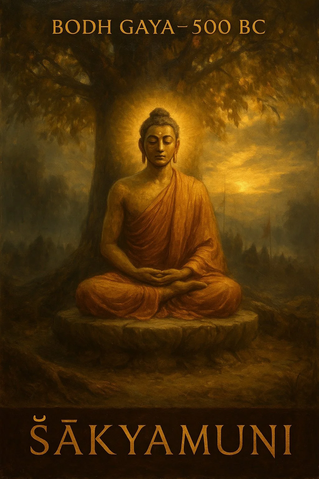 Buddha at Bodh Gaya 500 BC - Chronostrata Realism Art Print