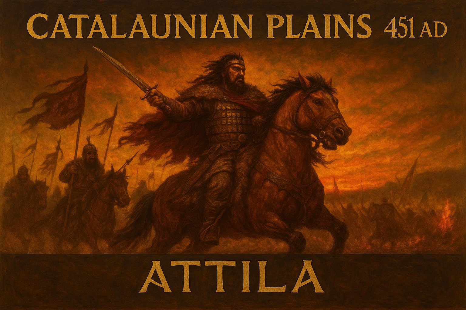 Attila at the Catalaunian Plains 451 AD - Chronostrata Realism Art Print