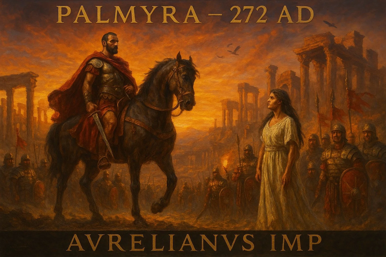 Aurelian at Palmyra - 272 AD - Chronostrata Realism Art Print