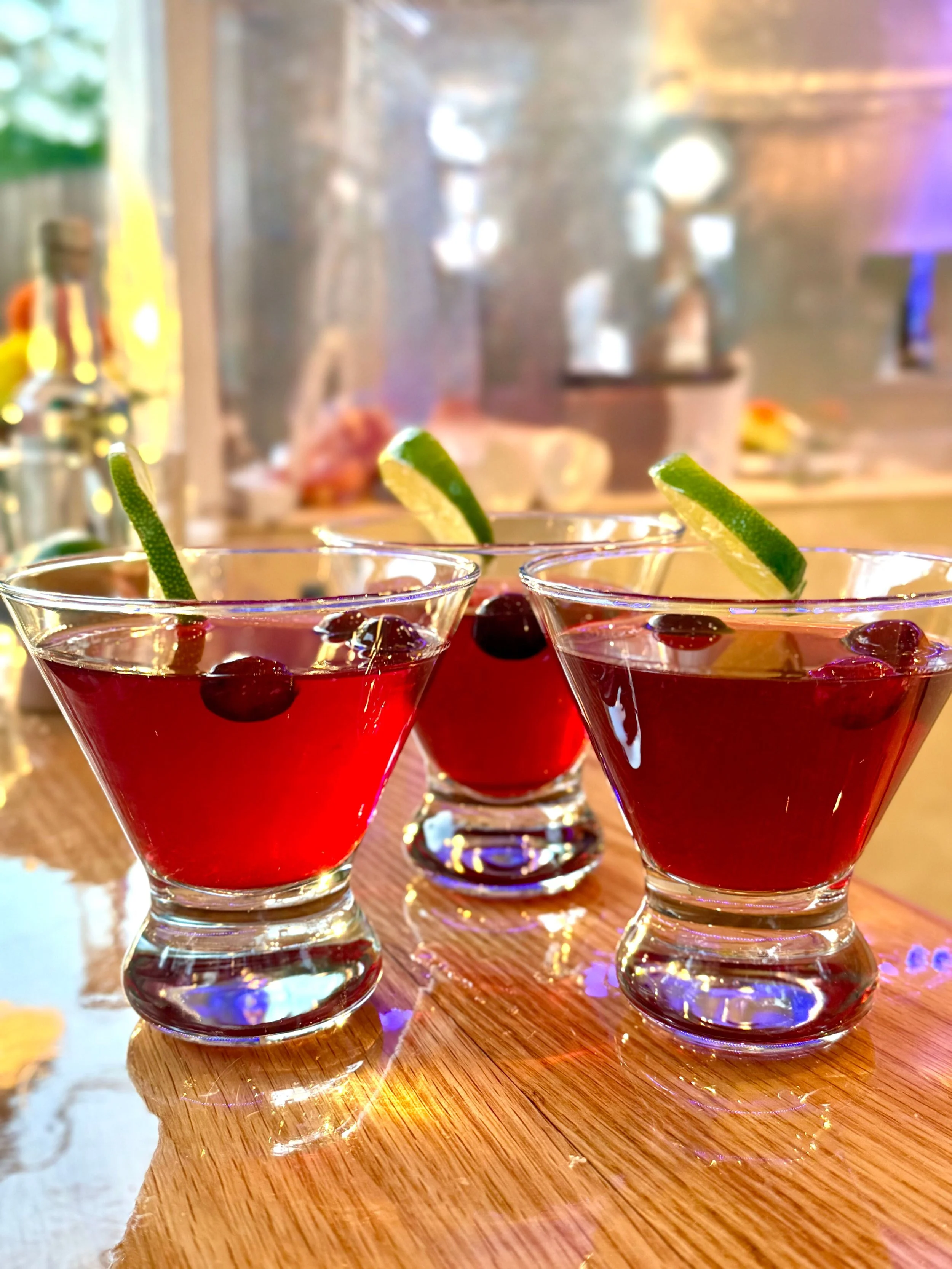 mixed drink w/ cherry and lime