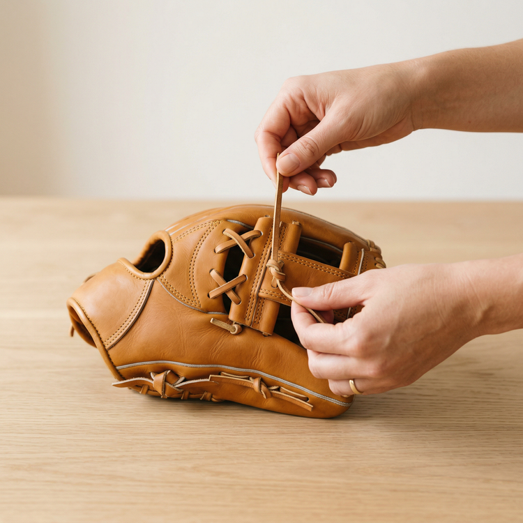 Baseball glove repair detail