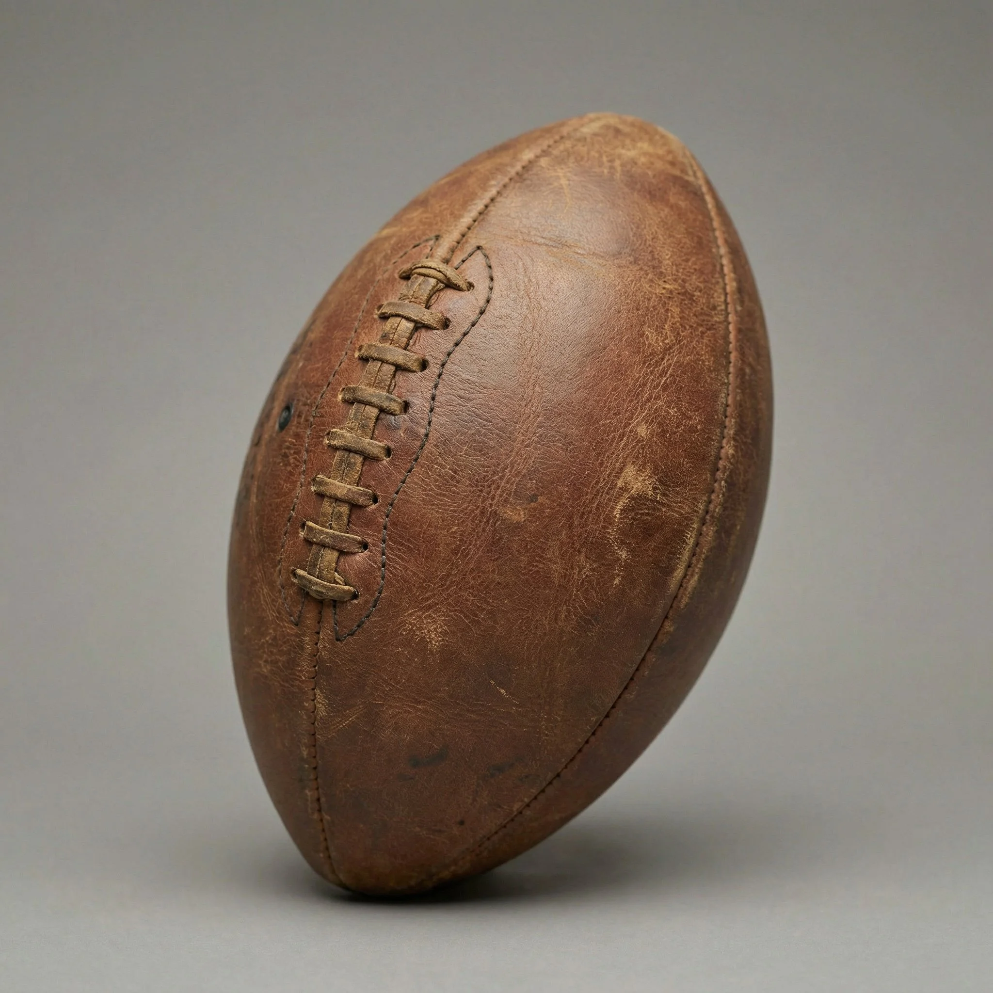 A vintage football with a lace-up closure.