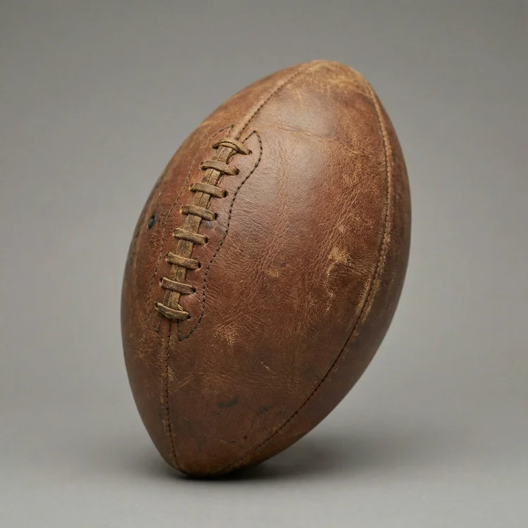 Vintage leather football with lace-up closure