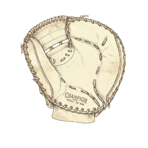 Football glove with stitched detailing and brand marking 'CHAMPION' on the wrist area.