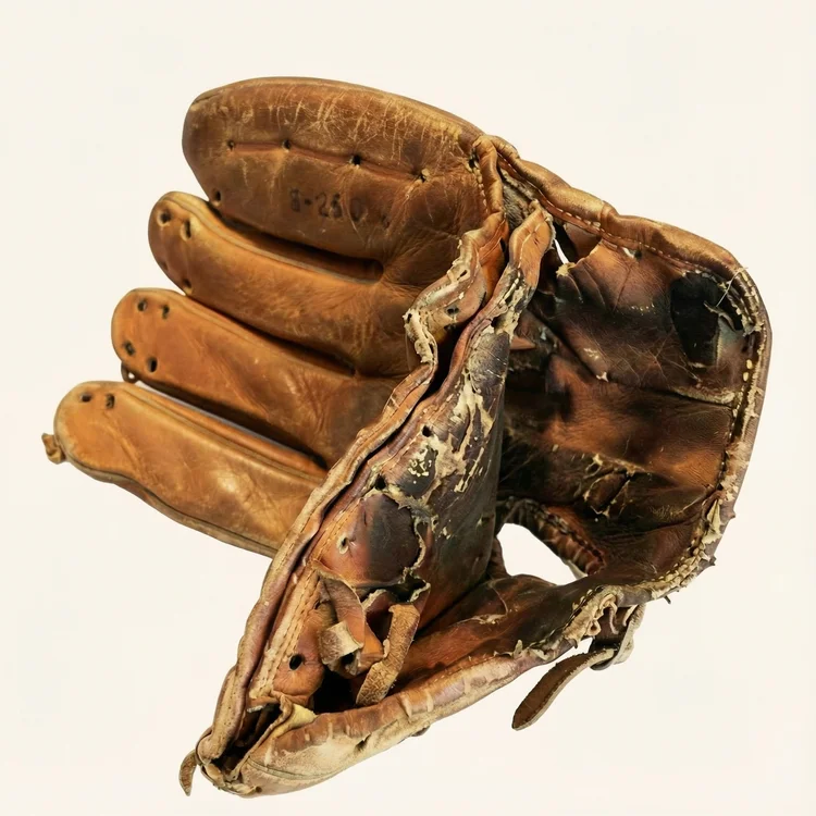 Baseball glove repair detail