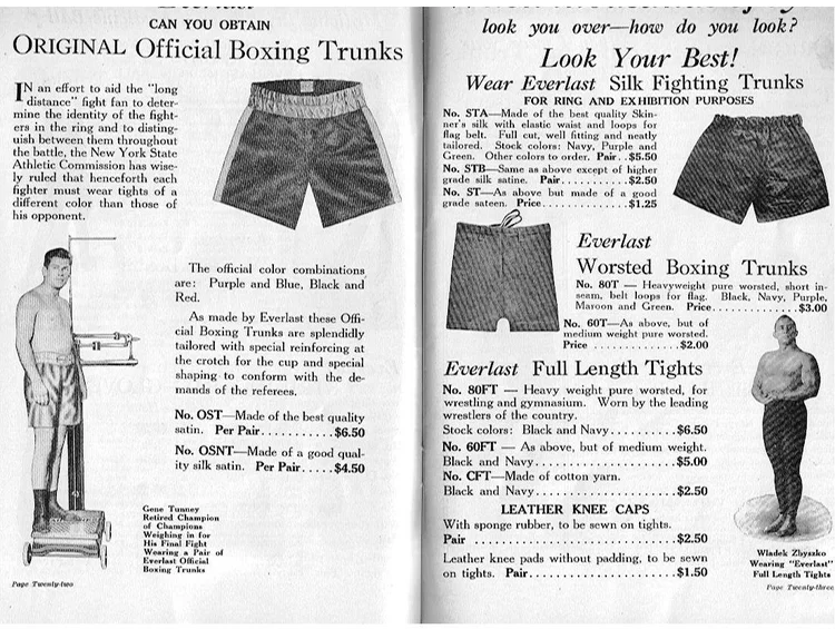 Everlast boxing trunks, 1925