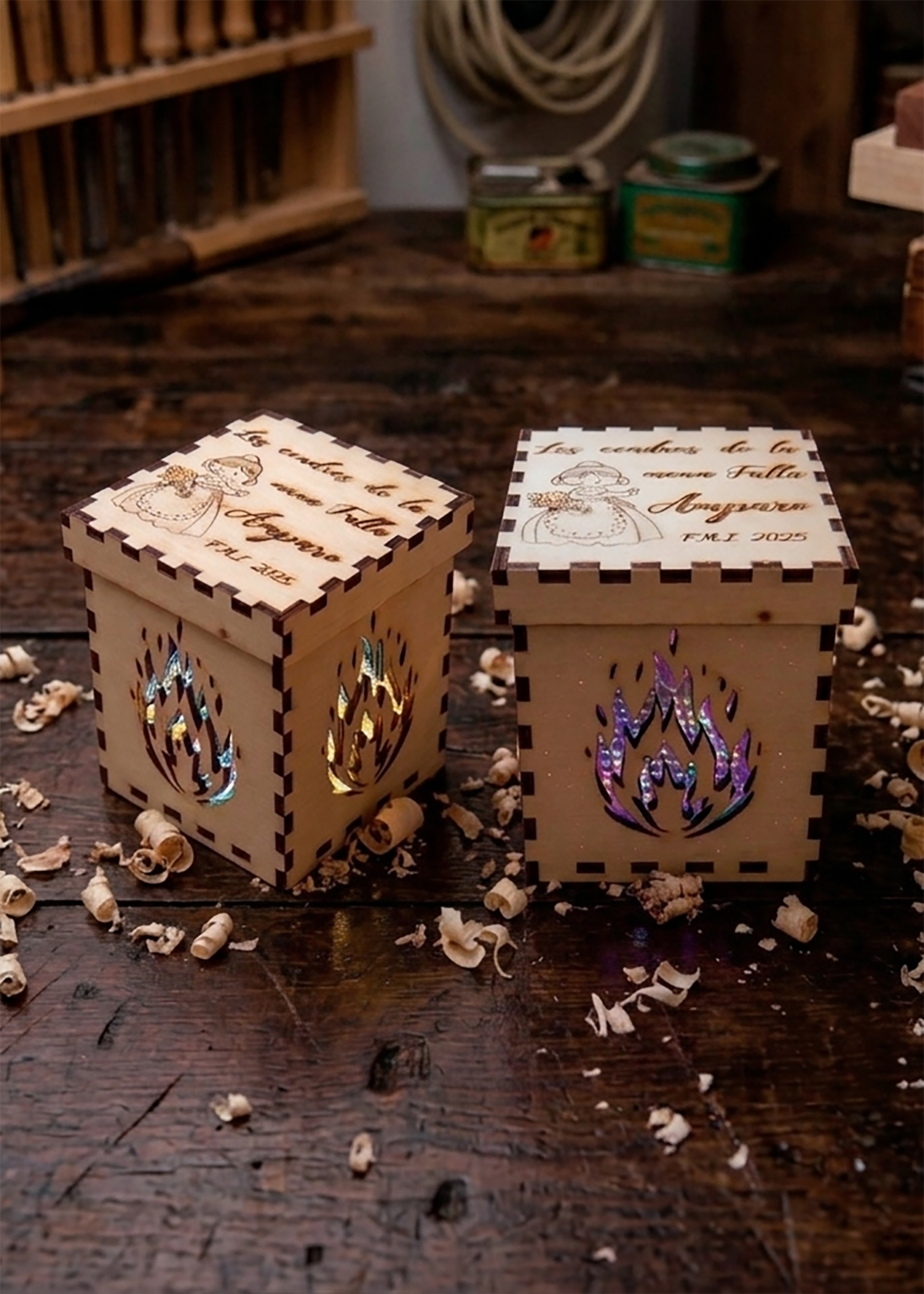 Caja para cenizas de la falla.