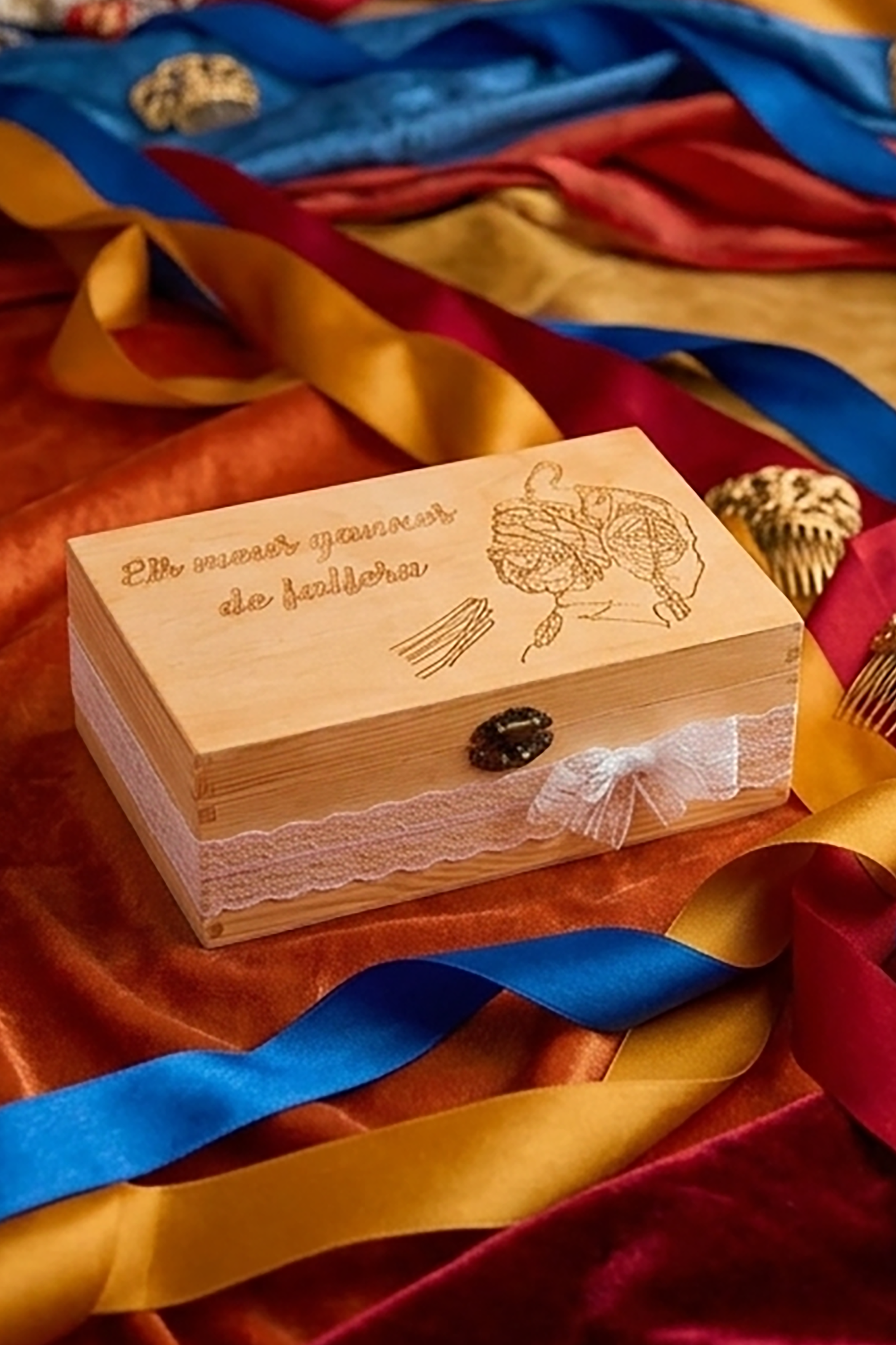 Caja de Madera Grabada para ganchos.