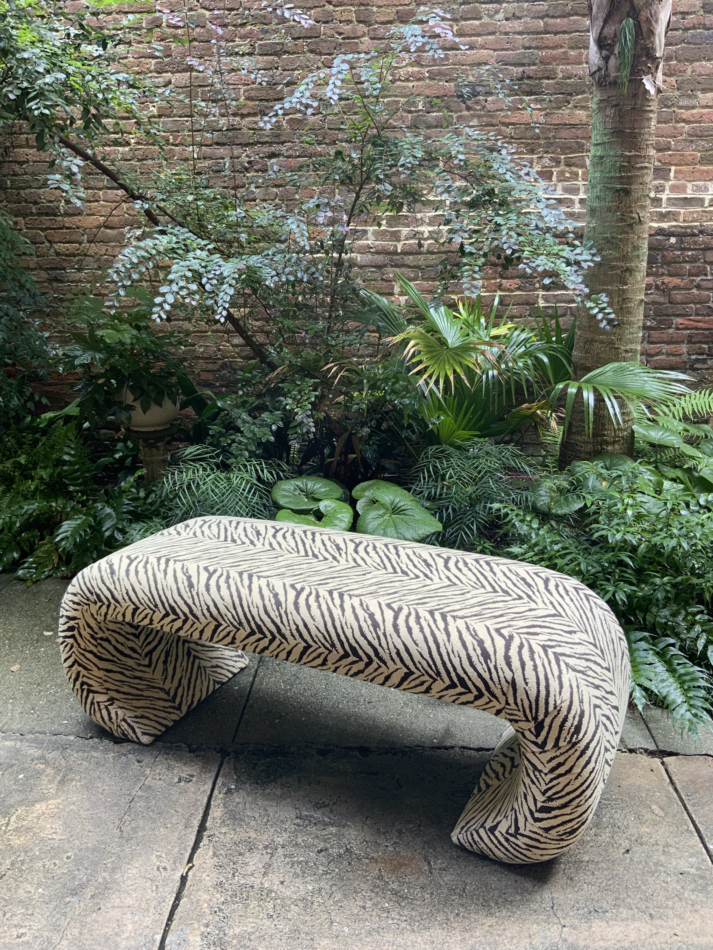 Vintage Midcentury Zebra Bench