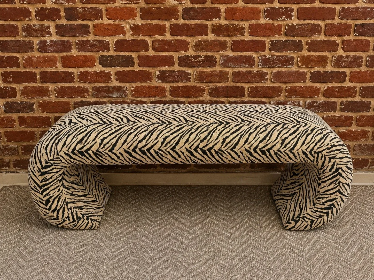 Vintage Midcentury Zebra Bench