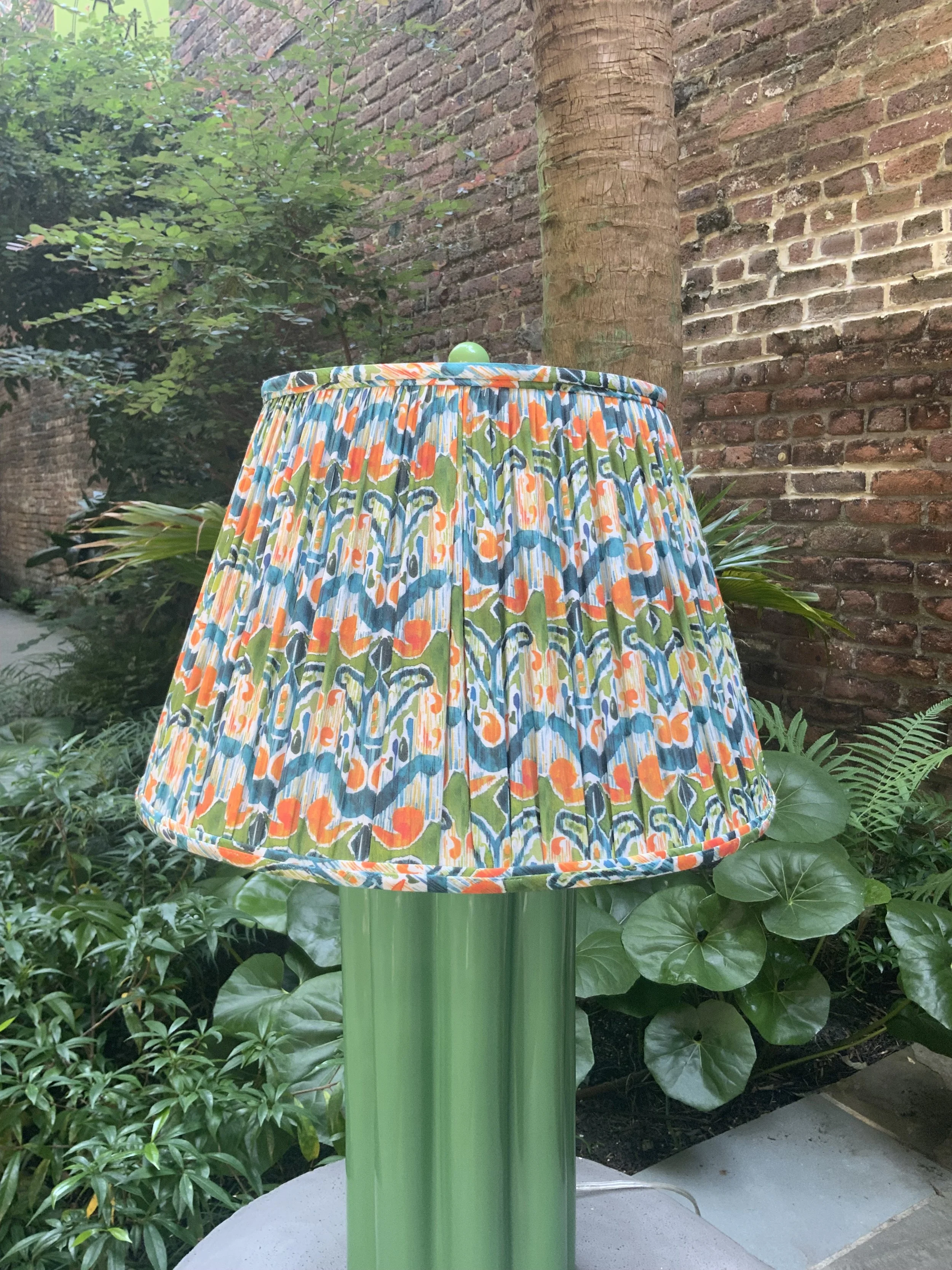 Green Orange and Blue Abstract Lampshade 18"