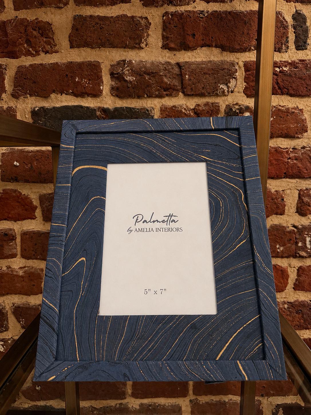 Navy Marbled Paper Wrapped Frame
