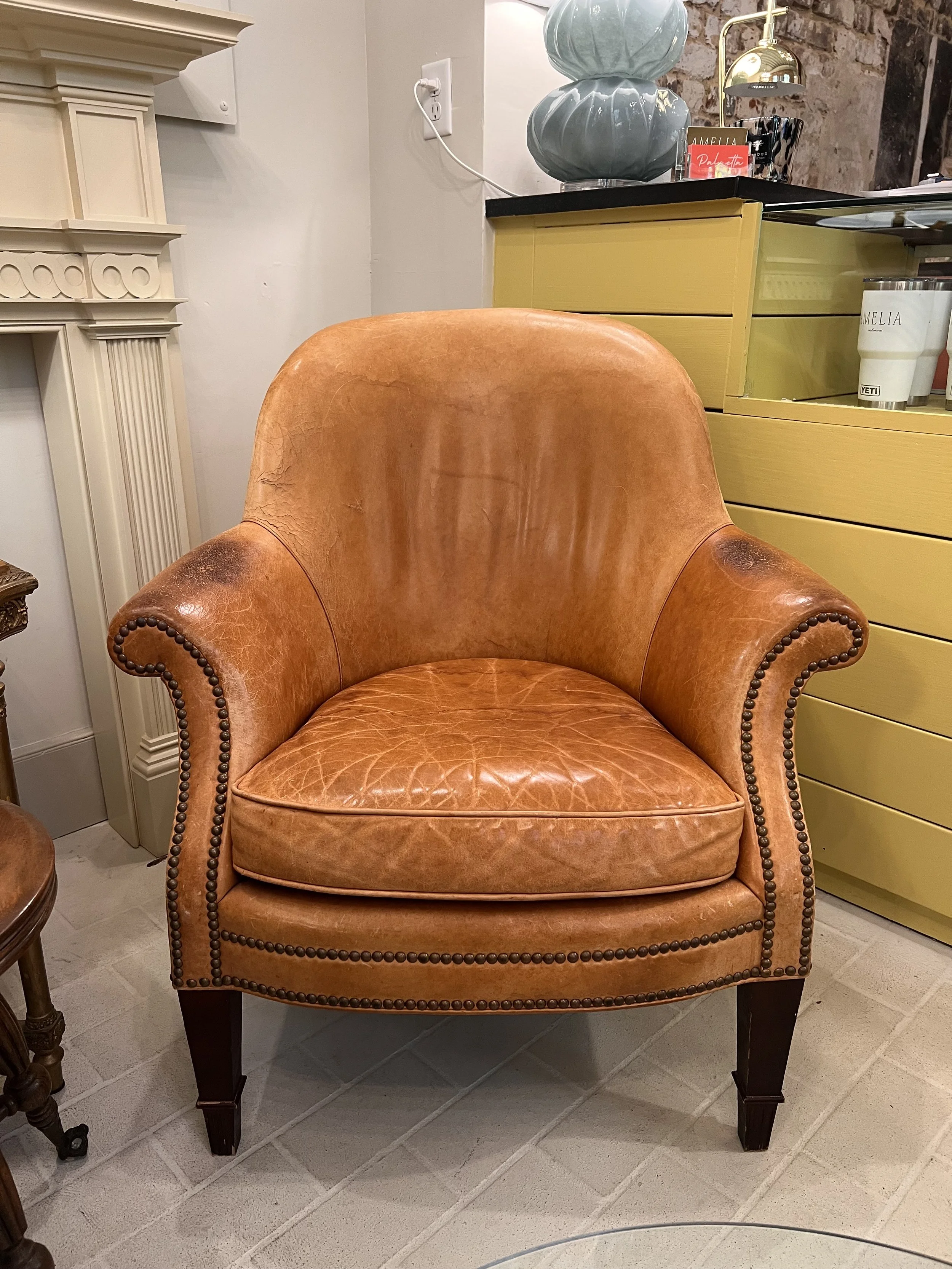 Vintage Baker Leather Arm Chair