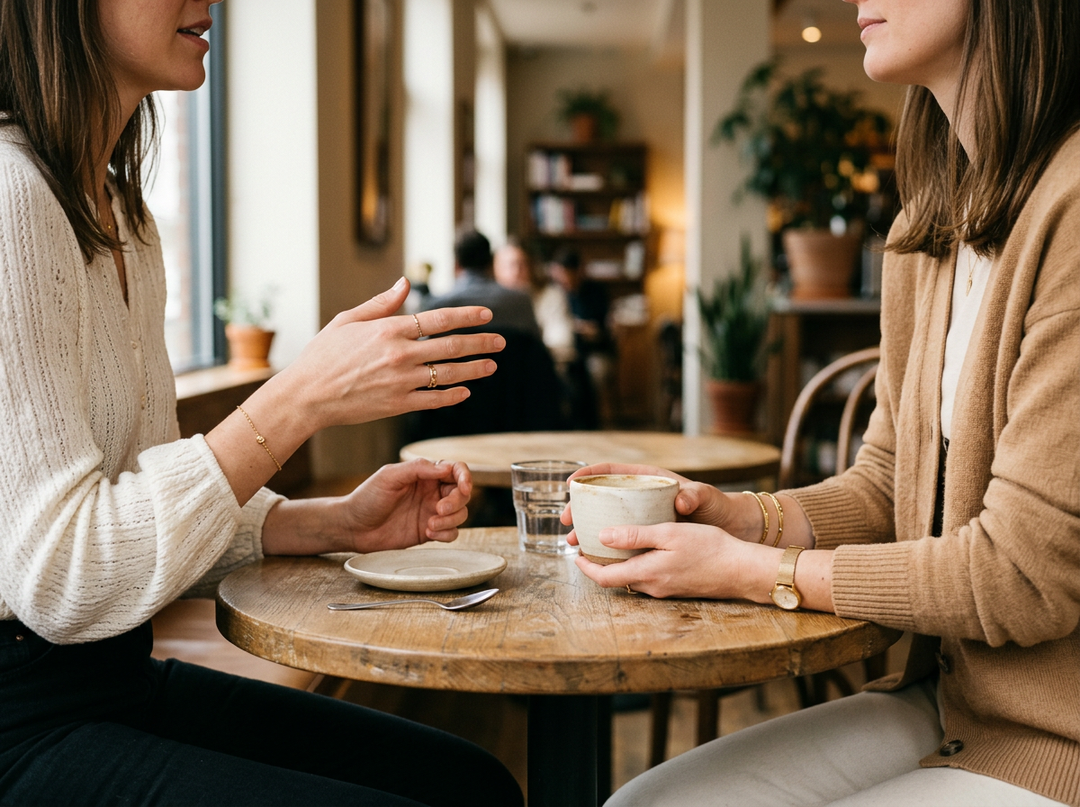 Personal stylist and client in conversation discussing style preferences and budget, Boston–Concord NH styling services