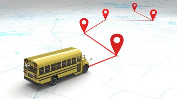 School bus route with breadcrumb history on a map