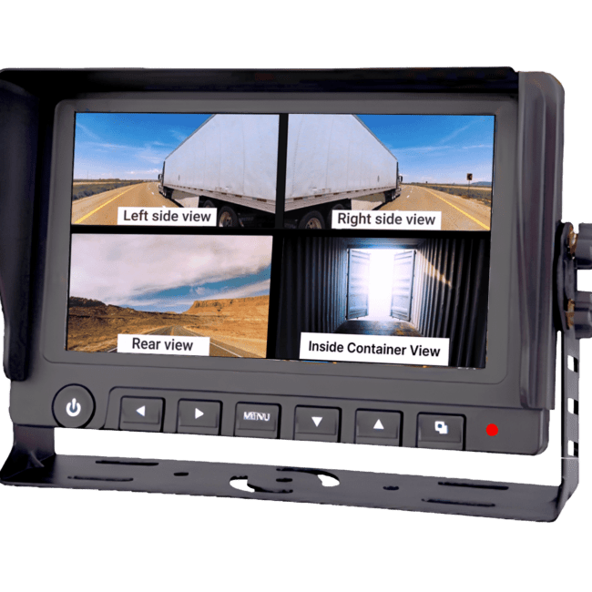 Monitoring screen showing camera feeds and vehicle status