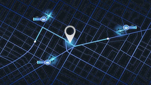 Map showing locations of waste and recycling vehicles in a city