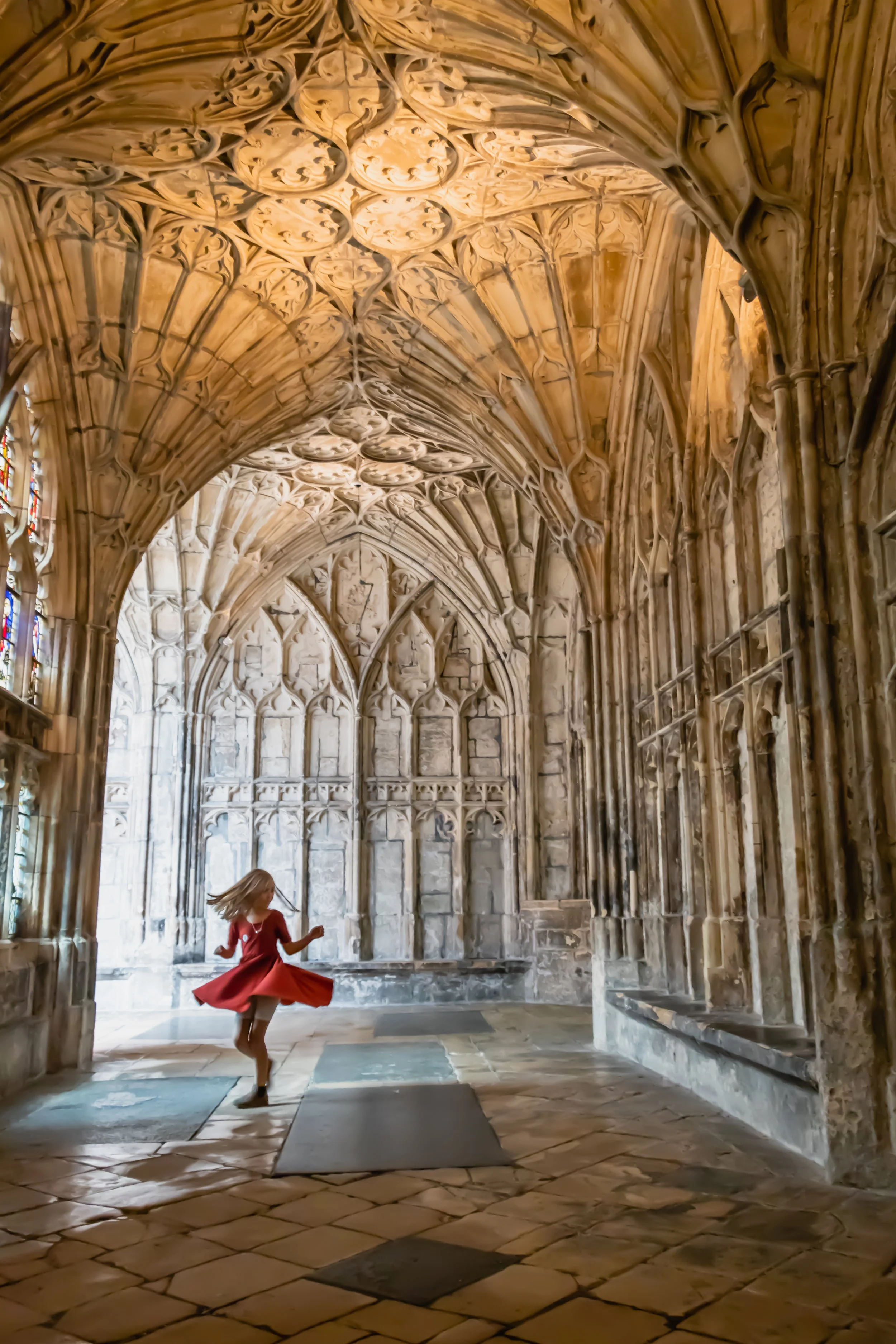 Twirling in the hallways of Hogwarts at Gloucester Cathedral