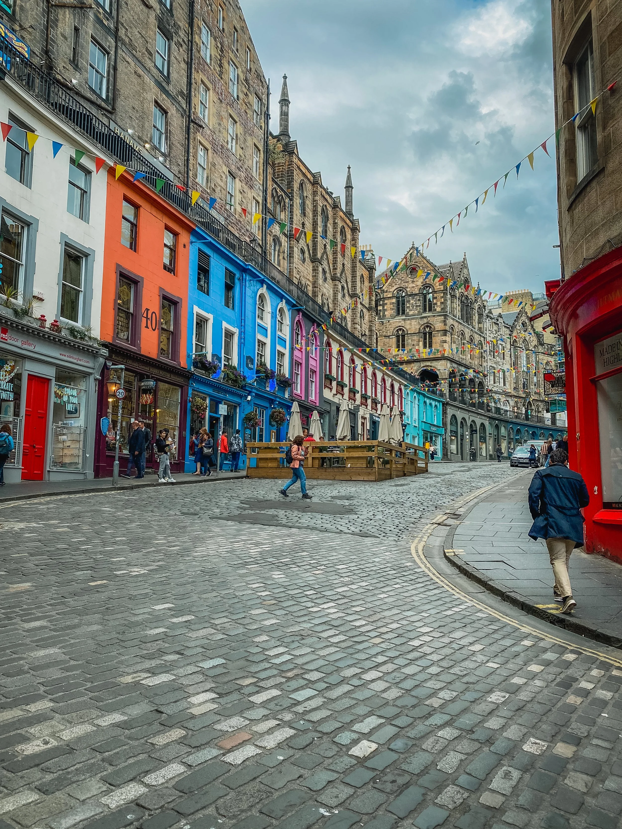 view of Victoria Street in Edinburgh Scotland