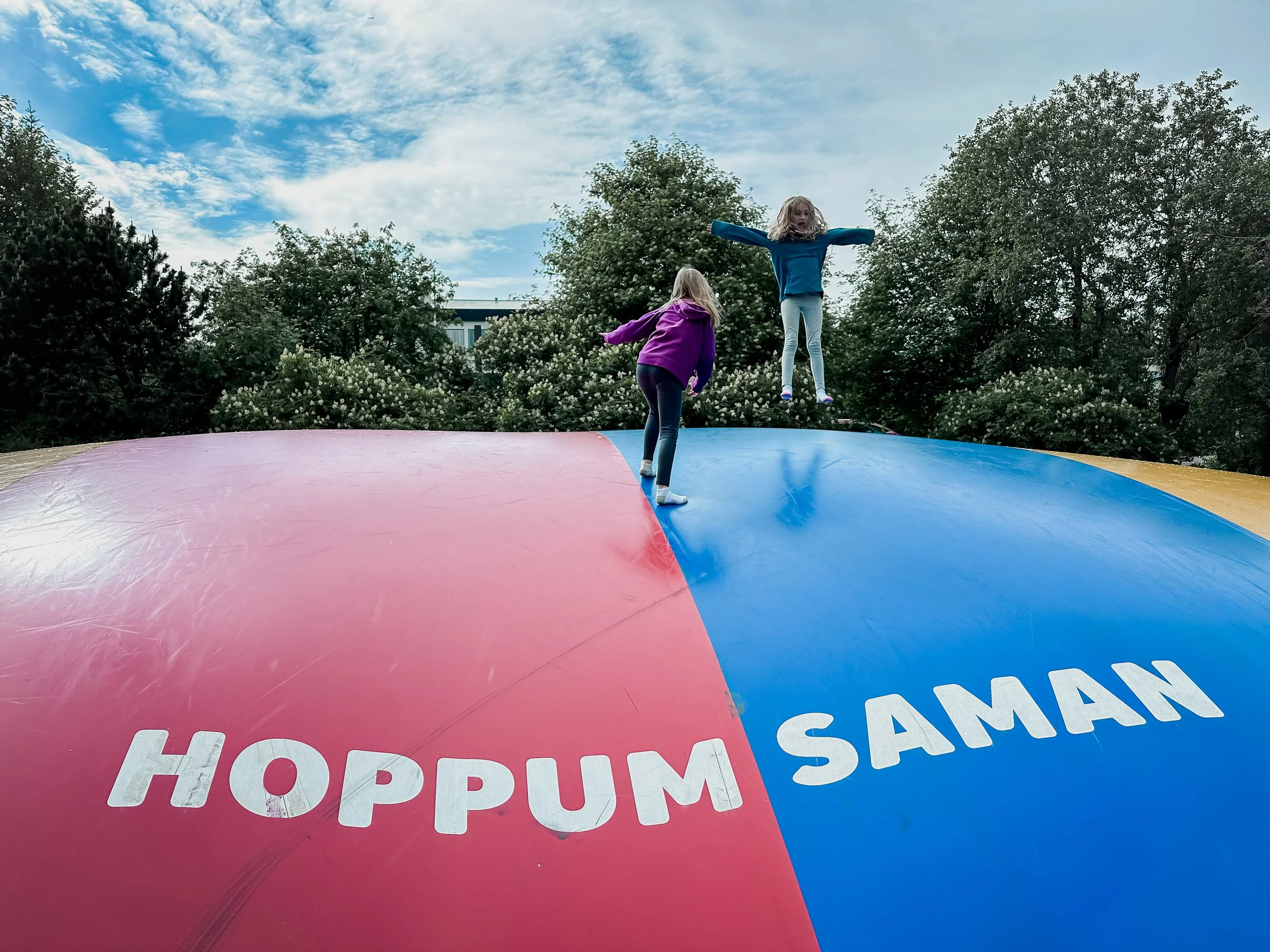 Jumping pillow in Iceland