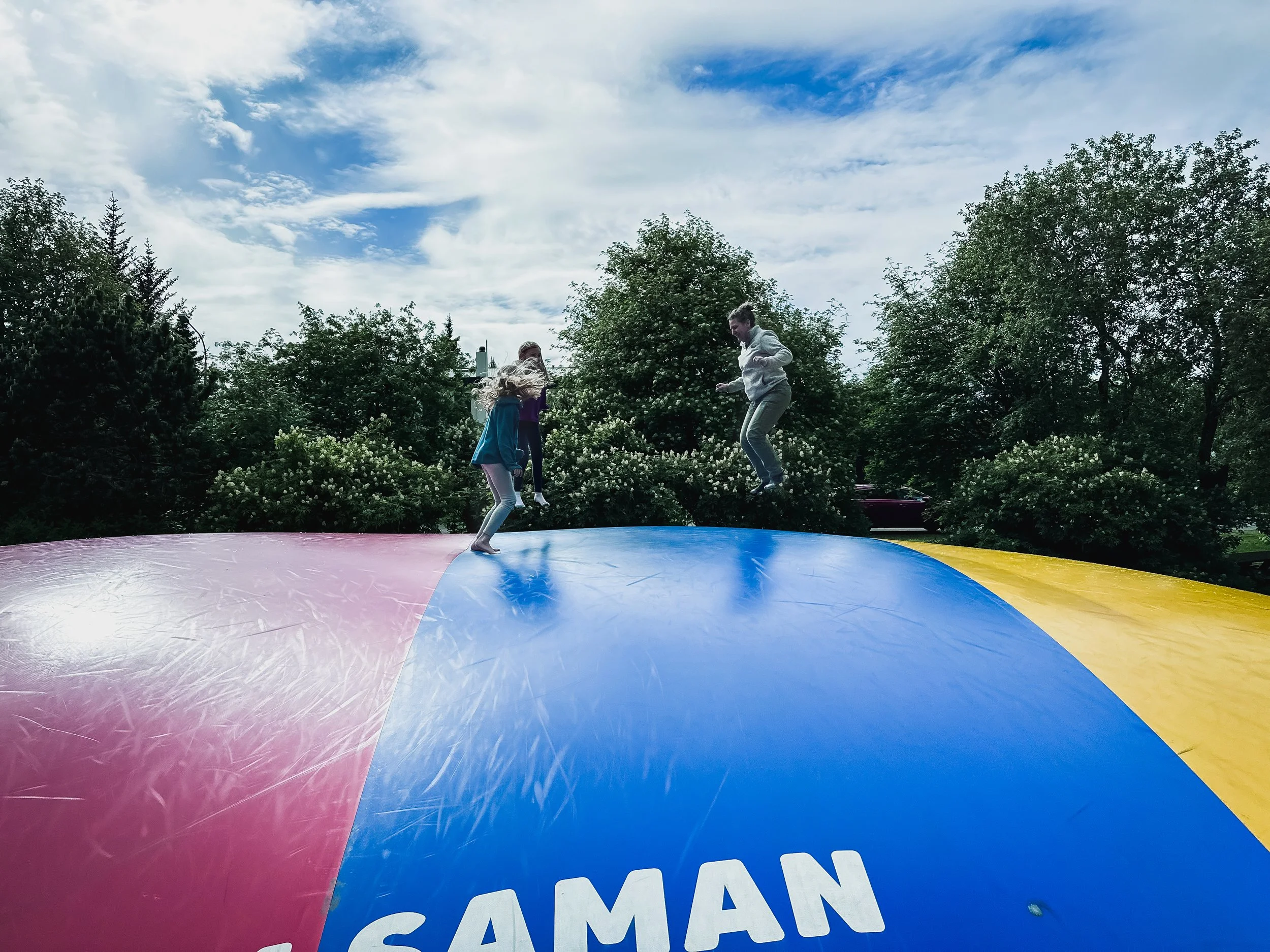 Jumping pillow in Iceland
