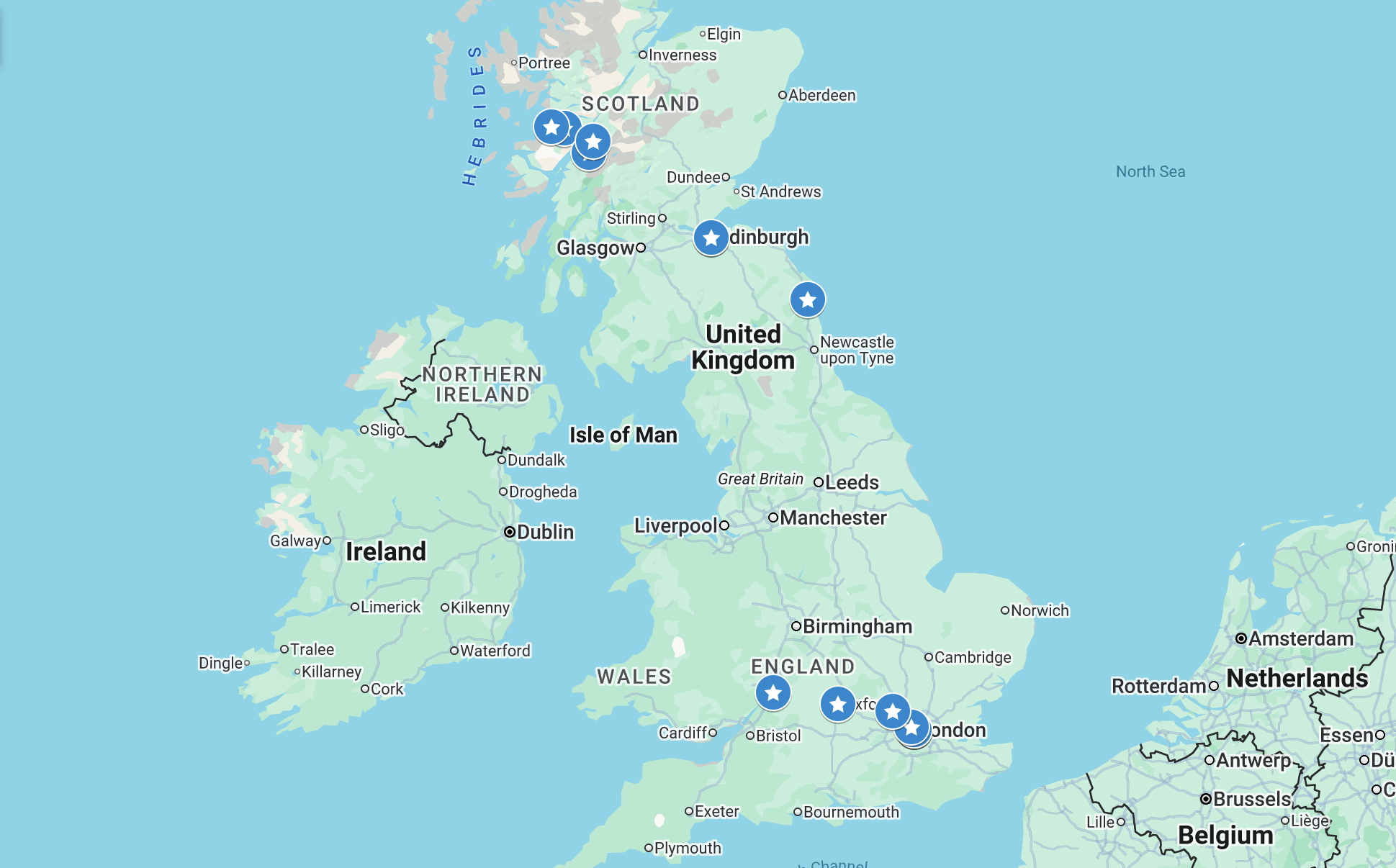Map of Harry Potter filming locations in the UK